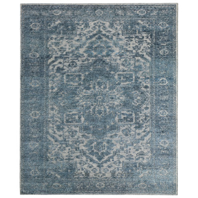 Jaipur Living Pranhita APS03 Handknot Medallion Blue Area Rug (6'X9')