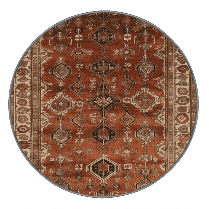 Tapis brun lavable à la machine, Rond 5 pi