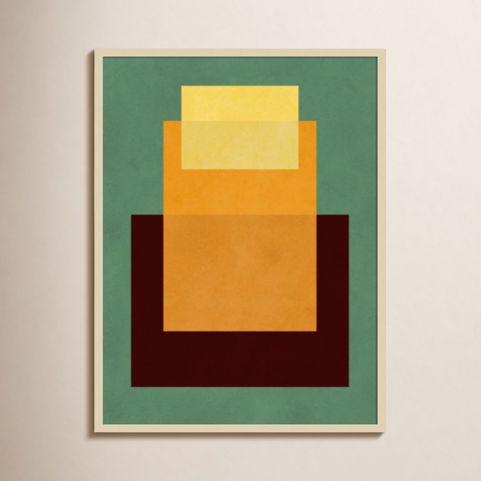 Overlapping Geometry 10 Print, Green/Orange, 41" H x 31" W, Brown