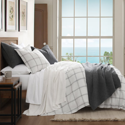 Windowpane Plaid Classic Modern Rustic Cotton Duvet Cover Set