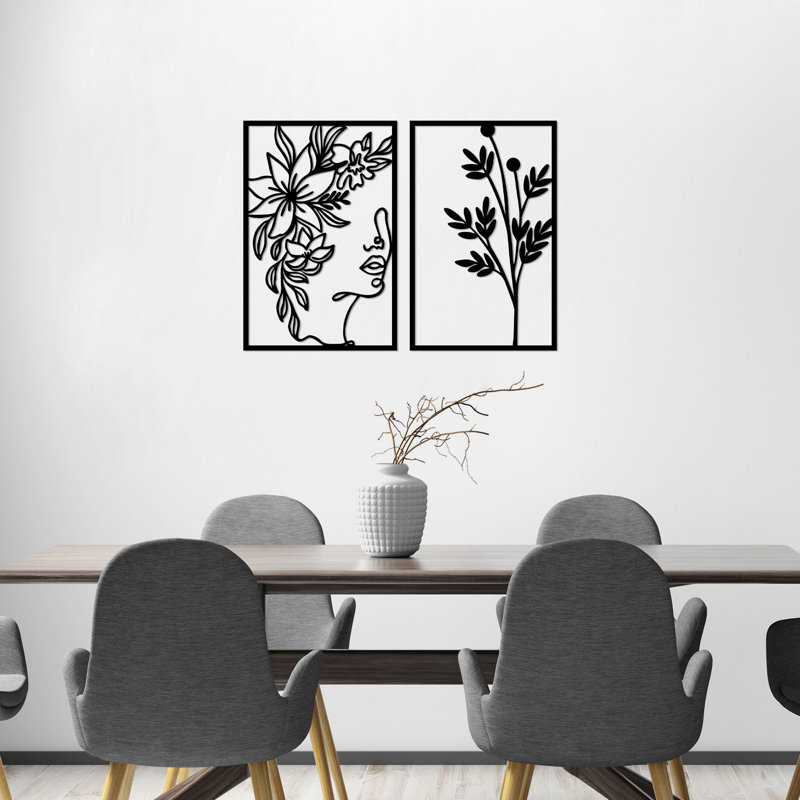 Stylish Black Metal Wall Art Decor (2 Pieces), 18.5 x 27.6 inches & 17.7 x 27.6 inches | 100% Metal Construction, Thickness: 0.06 inches | Perfect for Home or Office, Durable and Eye-Catching Design