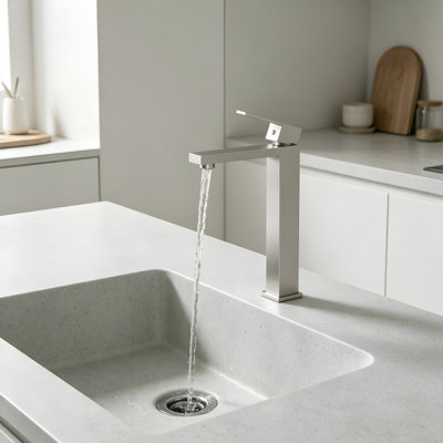 Robinet de lavabo vasque à col de cygne, mitigeur monocommande, en acier inoxydable SUS304 sans plomb, avec cartouche céramique anti-fuite, installation facile à faire soi-même