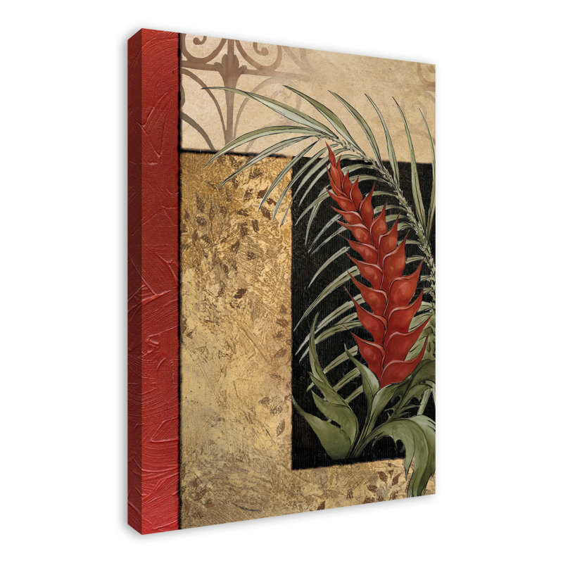 Palmier rouge sur toile, H 36 po x l 24 po x P 1,25 po, Sans cadre