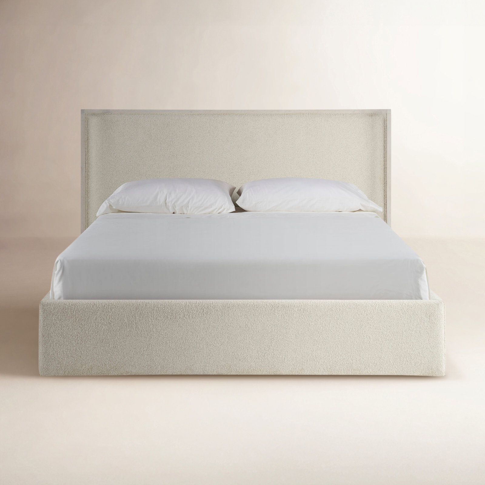 Caterina Storage Oak Bed, King, White Oak/Sheldon Ivory
