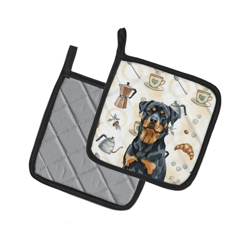 Rottweiler Coffee Bar Pair of Pot Holders