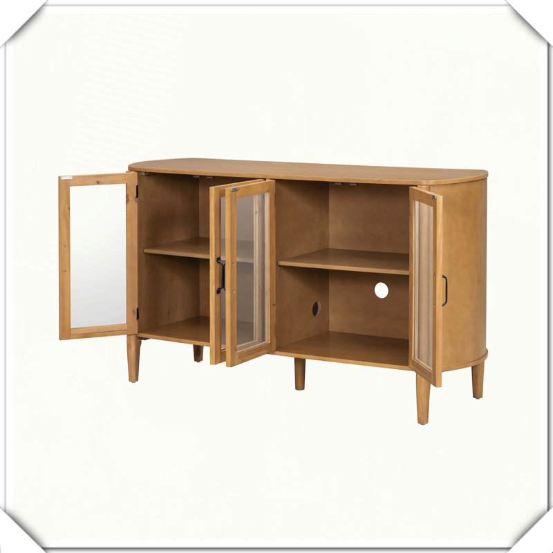 4-Door Storage Cabinet Entrance Living Dining Room Functional Stylish Versatile Practical, Natural