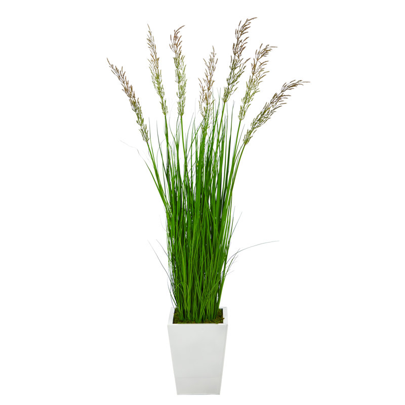 Herbe de blé artificielle en pot, H 64 po x l 19 po x P 19 po, Vert