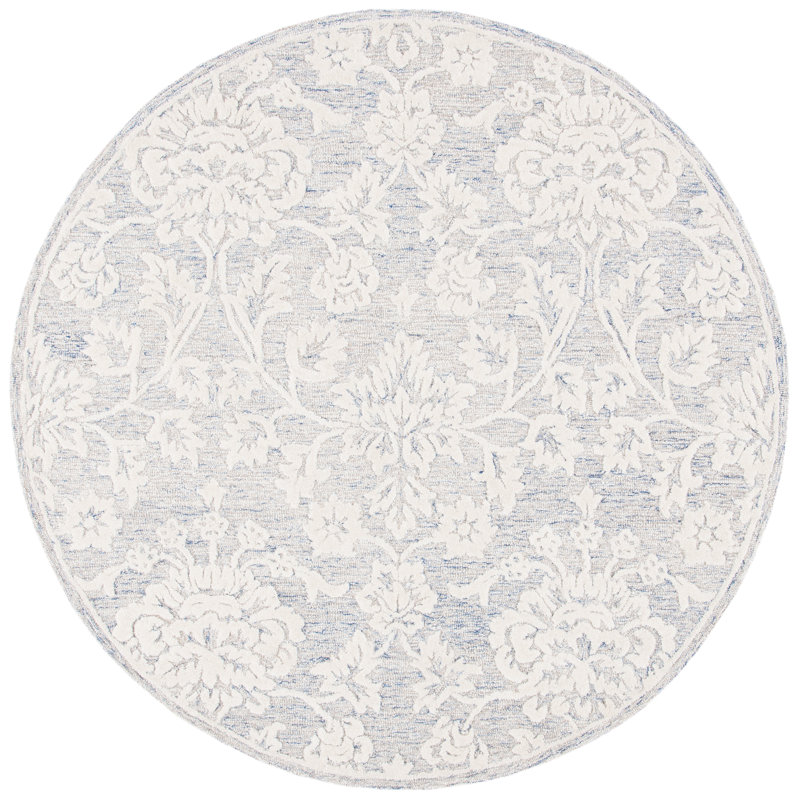 Larnakas Hand Tufted Wool Floral Rug, Round 6'