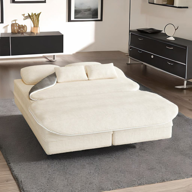 2-in-1 Foldable Sofa, Beige