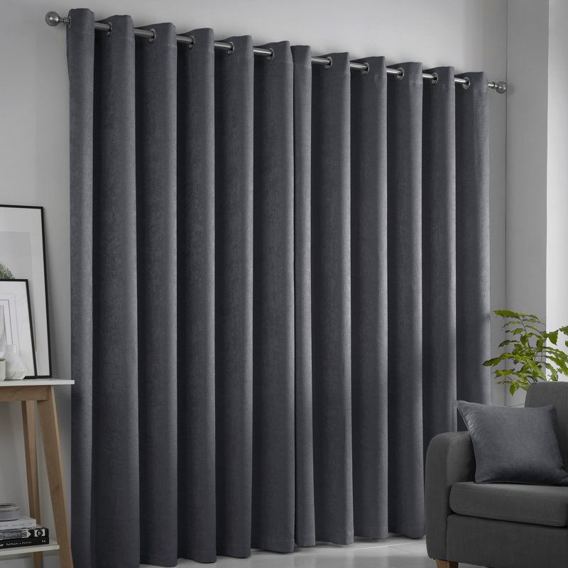 Room Darkening Curtain Pair, Width 117 x Drop 137 cm, Charcoal Grey