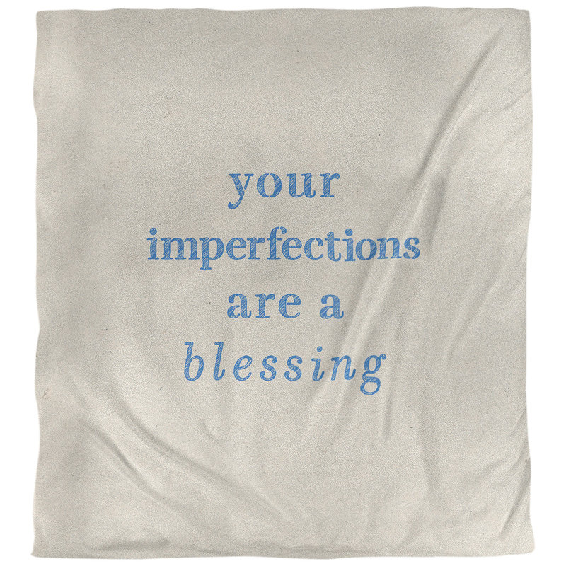 Housse de couette réversible simple Quotes, Housse de couette pour très grand lit, Blanc / Bleu