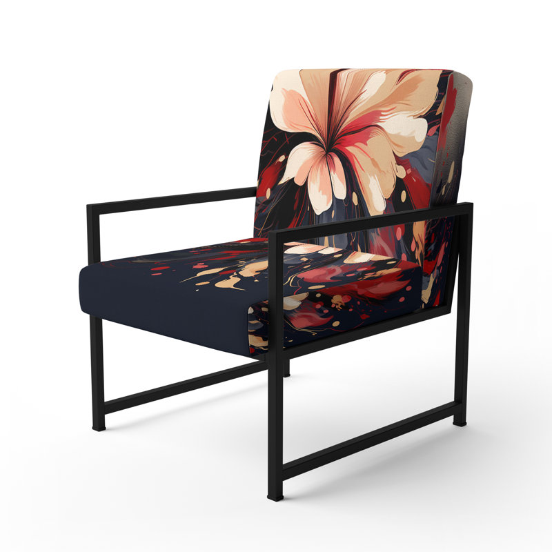 Beige rouge Harmony In Chaos - Fauteuil rembourré de style campagnard, chaise d'appoint rustique à motif floral