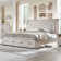 Hallerson Farmhouse Platform Bed Frame With 54"W Tall Geometric Headboard & Large Storage Space