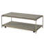 Table basse à structure métallique pour salon - Bois massif et placage de chêne, fini graphite vieilli élégant, étagère de rangement, 127 cm (l) x 66 cm (p) x 46 cm (h) - Mobilité élégante