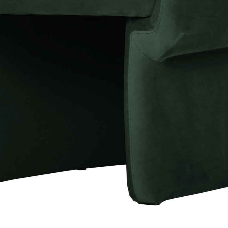 Fauteuil demi-tonneau l 27,5 po, Velours vert foncé