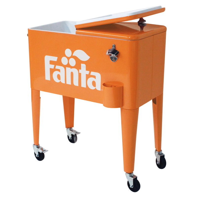 Leigh Country 60 Quarts Serving Station / Cart Cooler with wheels in Orange