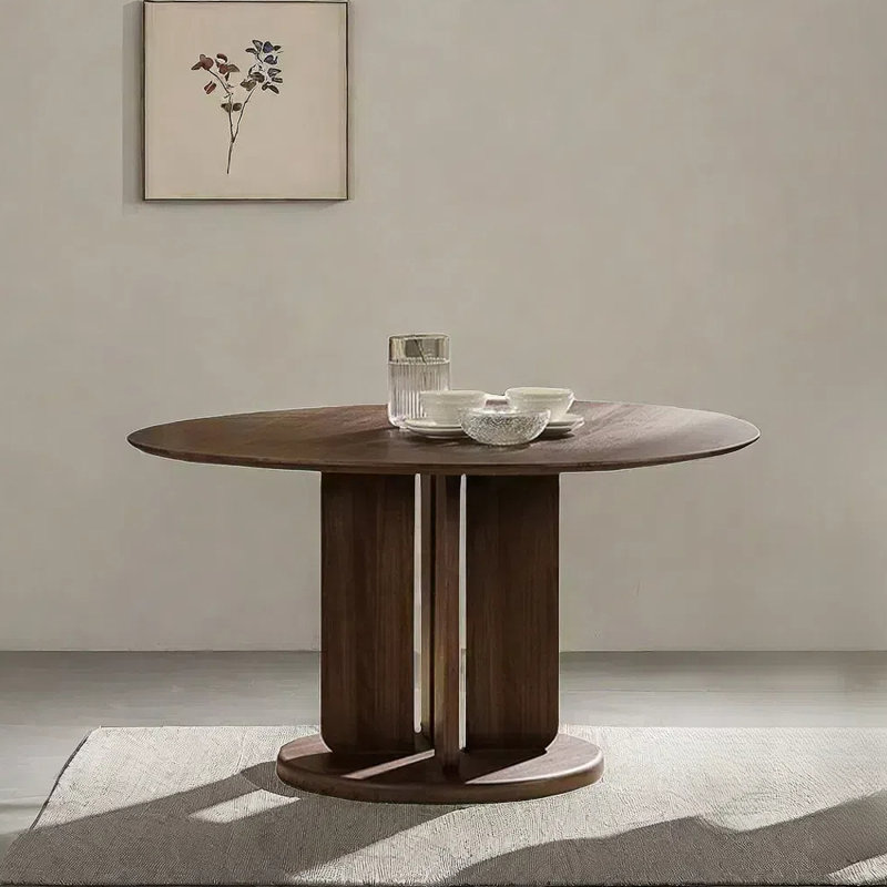 Simple creative solid wood round dining table, 29.52"H x 47.24"L x 47.24"W