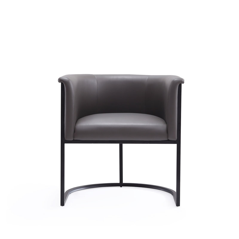 18.9'' H Faux Leather Upholstered Metal Armchair, Pebble