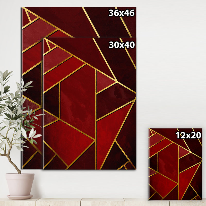 «Yellow Triangulars Over Shades Of Red», reproduction sur toile, H 20 po x l 12 po x p 1 po