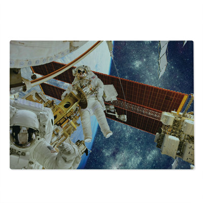 Ambesonne Nebula Cutting Board Large Size Space Station Planet Multicolor
