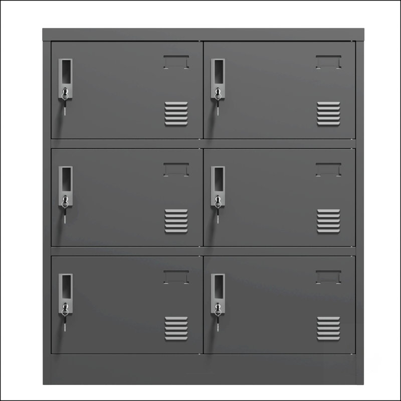 6 Door Employee Storage Locker, School Lockers with Card Slot, Metal Frame, 6