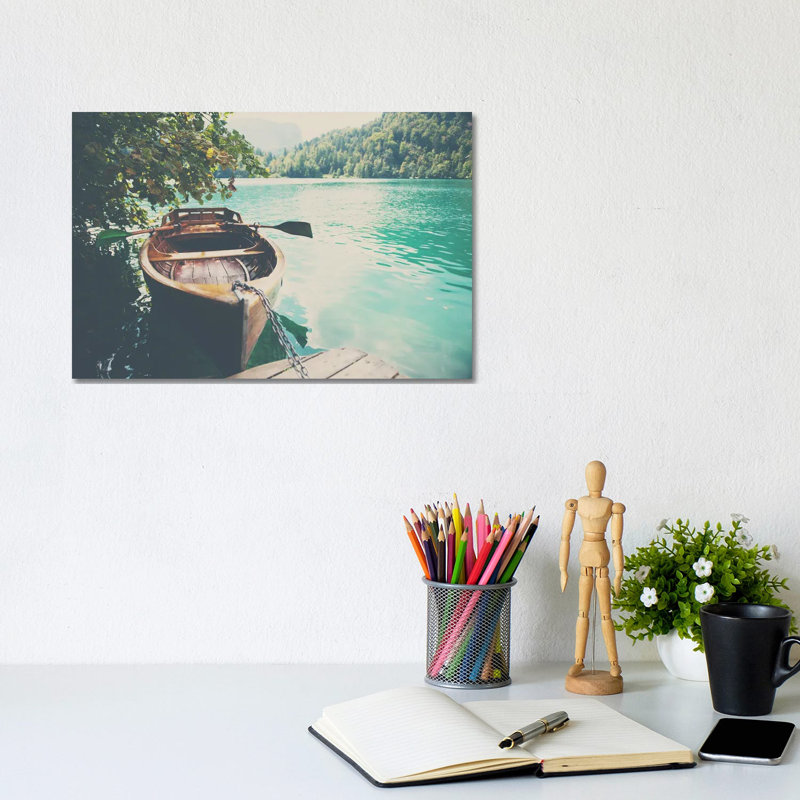 A Row Boat On Lake Bled In Slovenia by Laura Evans - Gallery-Wrapped Canvas Giclée on Canvas, 20.32 cm H x 30.48 cm W
