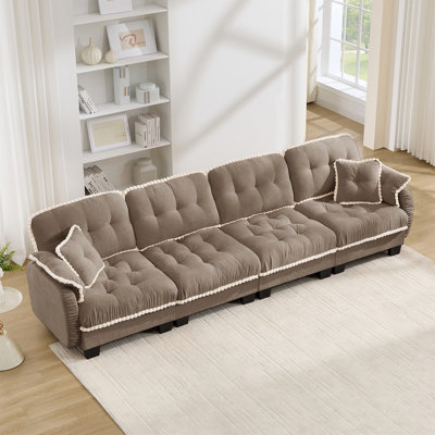 Chenille Cloud 4-Seater Sofa with 4 Pillows