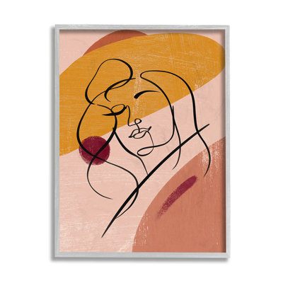 Abstrait, femme, dessin au trait, formes circulaires chaudes par Ziwei Li - impression
