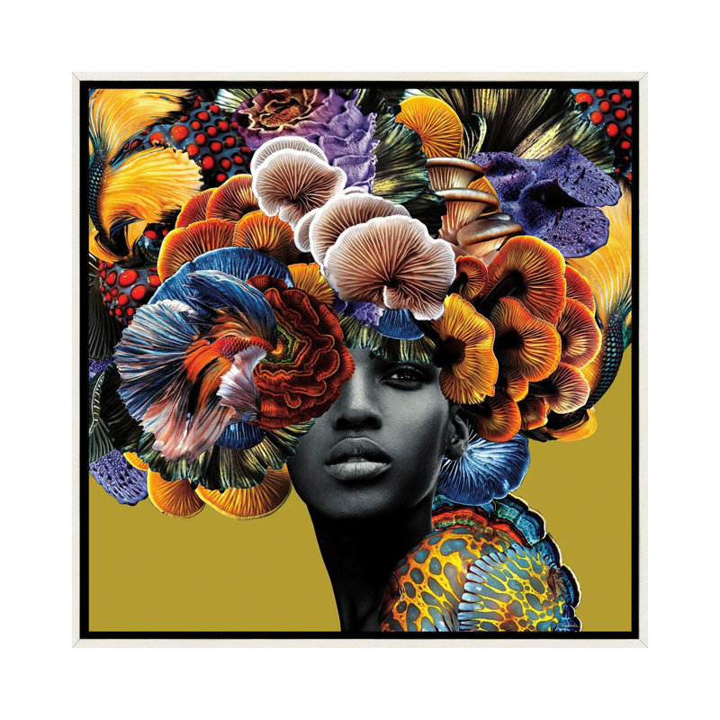 Bons cheveux - imprimé, H 37 po x l 37 po, Toile avec cadre photo, Noir
