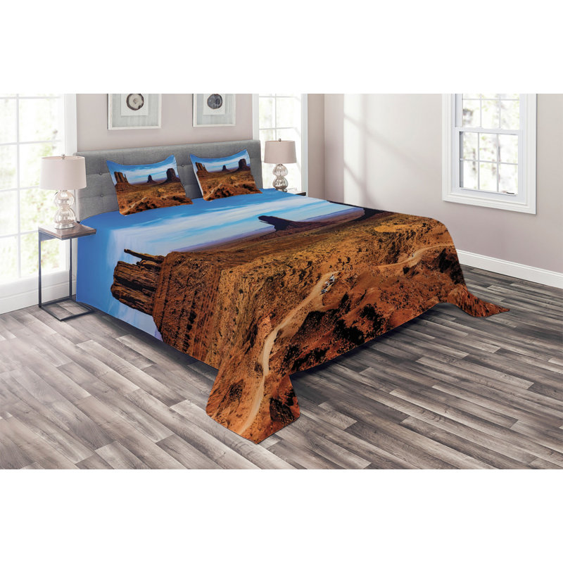 Landscape Rustic Polyester Coverlet, King Bedspread + 2 Shams