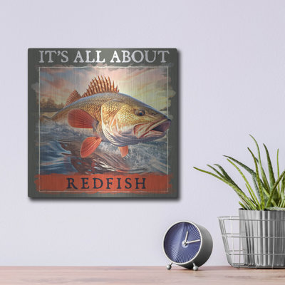 Art mural luxueux en métal «Redfish» par Jim Baldwin, 12 po x 12 po