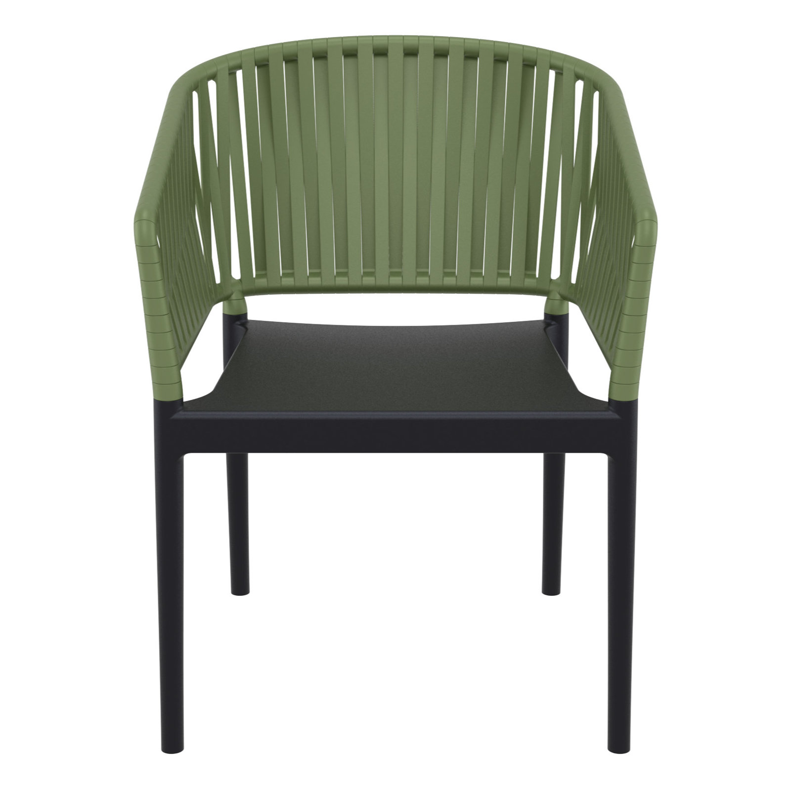 Newport Outdoor Stacking Dining Armchair, Olive Green/Black