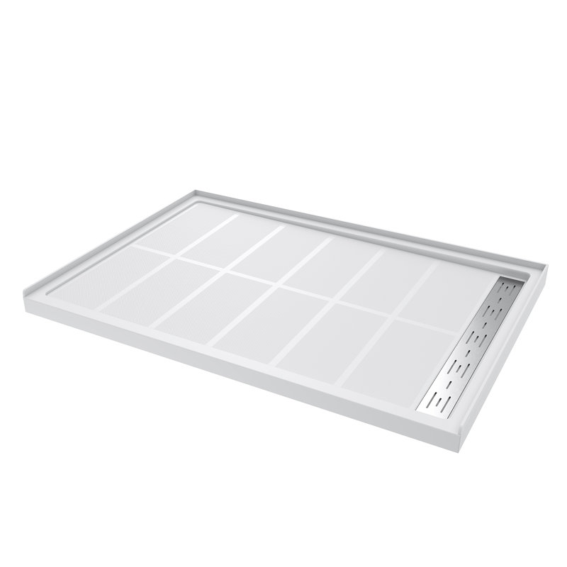 48" W x 32" D x 4" H Shower Base with Single Threshold Anti-Slip Acrylic Shower Pan White, Right