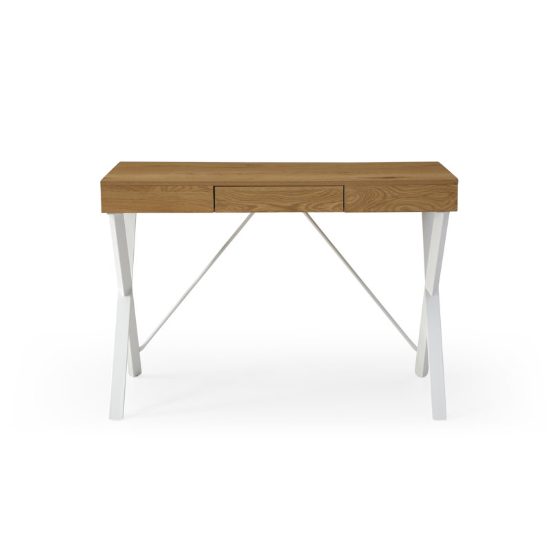 Bureau à pieds en X avec tiroir, Naturel / blanc