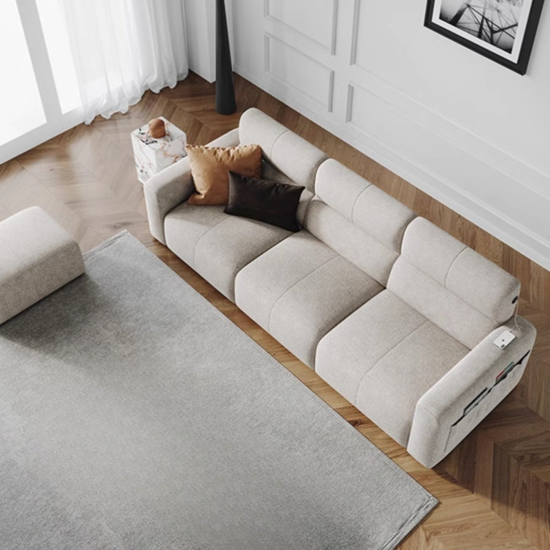 Modern White Tofu Cube Straight Sofa