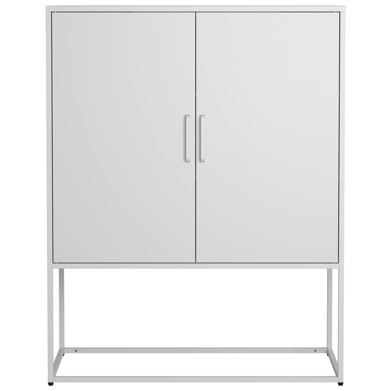 Buffet en métal robuste avec tablettes réglables et conception anti-basculement pour le rangement à la maison, Blanc