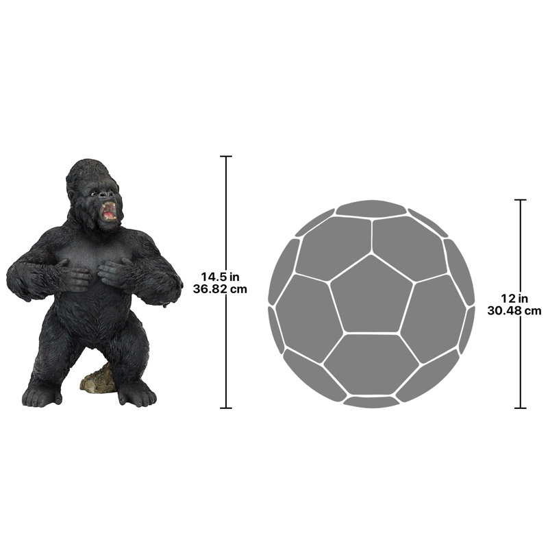 Large Black Resin Great Ape Jungle Animal Statue