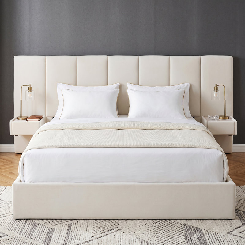 Iokaste Upholstered Lift Storage Bed Frame with Hotel-Style Headboard, Queen Size & King Size Bed Frame, Sprung Slats, Velvet Headboard and Drawers, Gas Lift Hydraulic Support, No Box Spring Needed