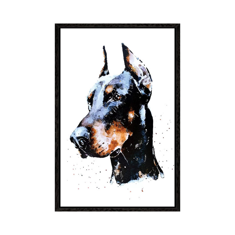 Don Doberman - Painting on Canvas, 66.04 cm H x 45.72 cm W, Black Framed