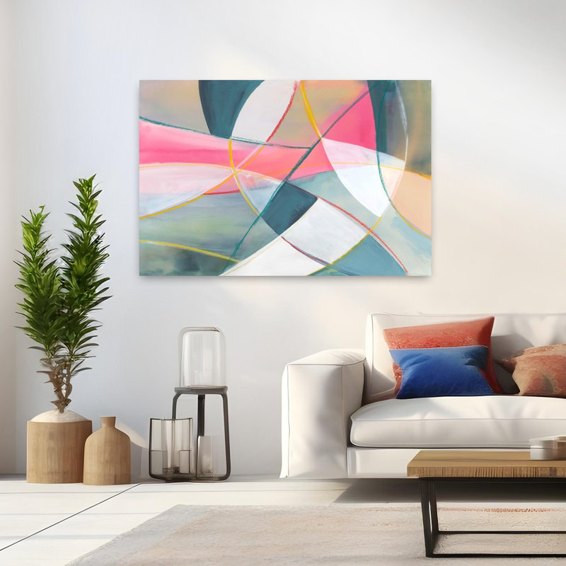 «Geometric Harmony In Motion», art mural contemporain abstrait, H 32 po x l 48 po