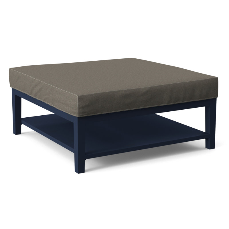 Hammond Square Ottoman, Antique Black Finish, Gray Sugar Performance; 0863-84