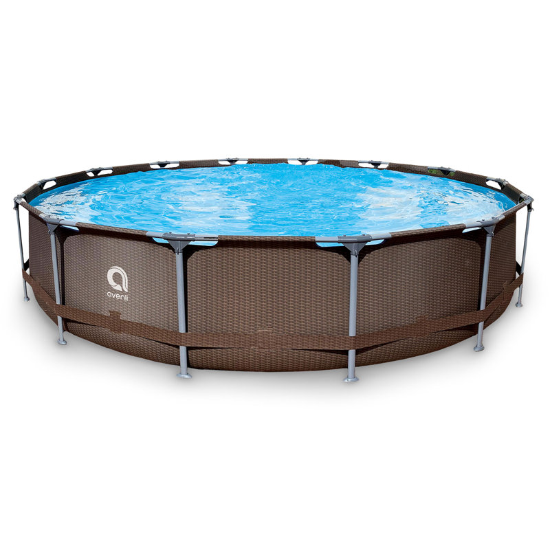 JLeisure Avenli Round Frame Easy Assembly Swimming Pool, 179.92" W x 33" H, Brown