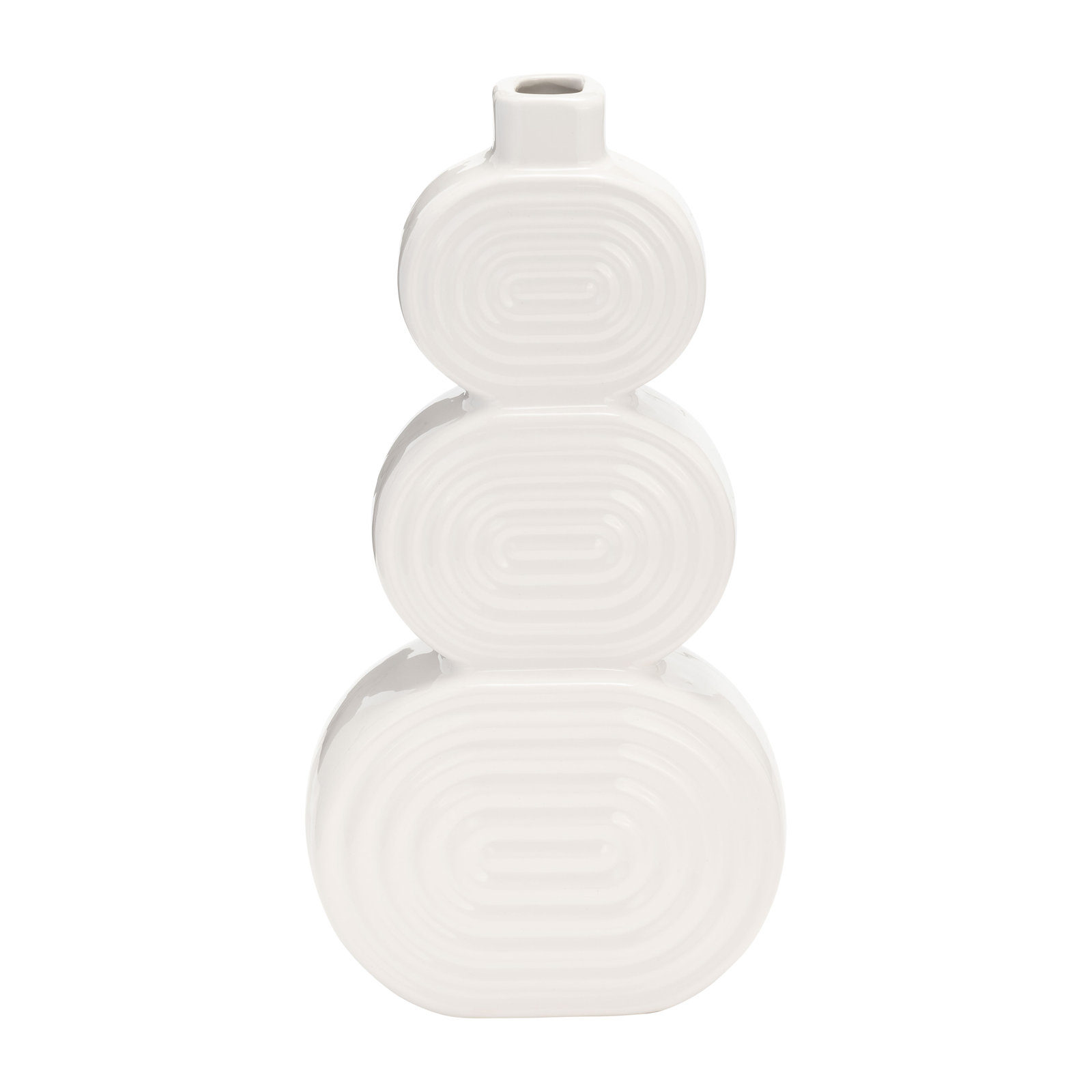 Alorie Ceramic Table Vase, Circles White, 12" H x 6" W x 3" D