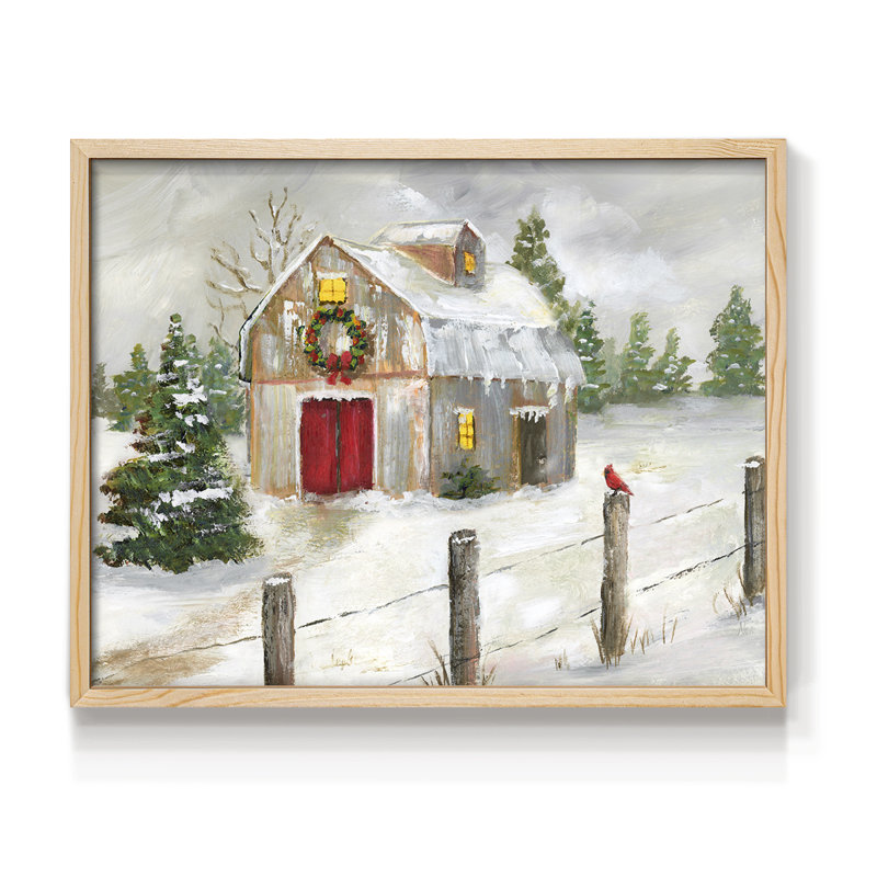 Winter Barn -Framed Print - Restickable, H 8 po x l 10 po, Naturel