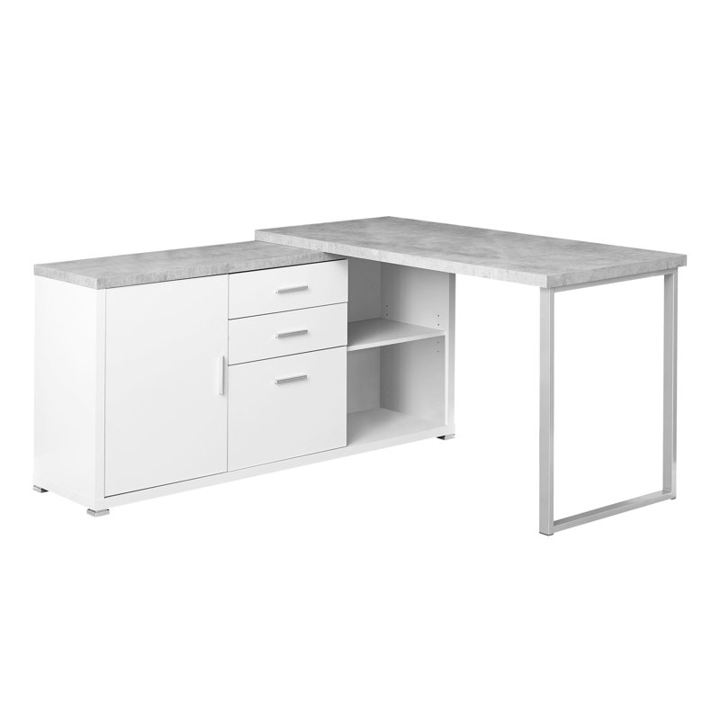 Bureau d'ordinateur - L 60 po, Orienté vers la gauche, Blanc