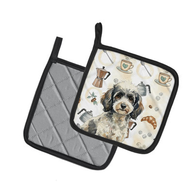 Toy Parti Poodle Coffee Bar Pair of Pot Holders