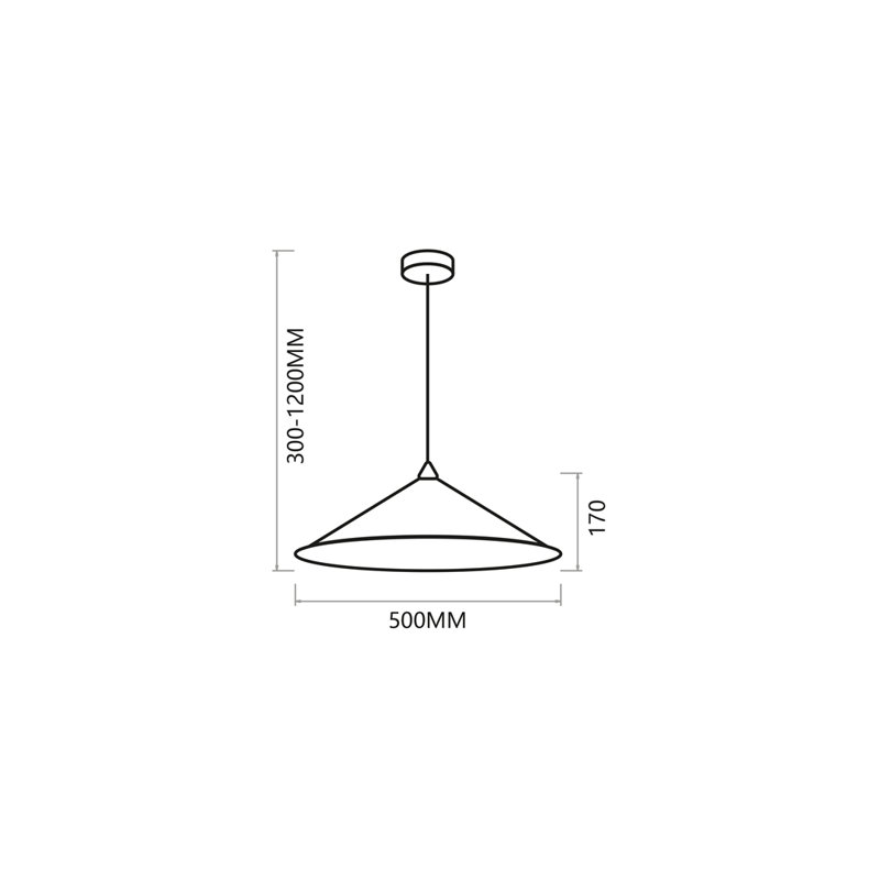 Fuji 1 - Light Matte Black Cone Pendant, 120cm H x 50cm W x 50cm D