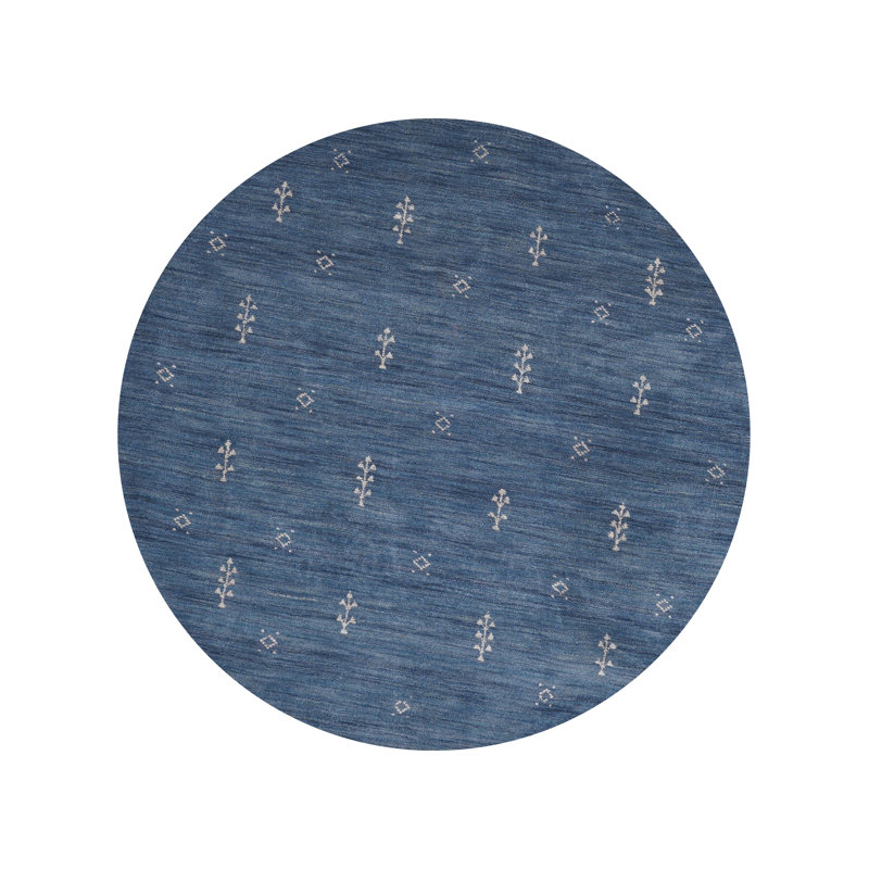 Hand Knotted Loom Wool Eco-Friendly Area Rugs  - Round | Blue Color | Contemporary, High Pile Thick Handmade Anti Skid Area Rugs for Living Room, Bed Room