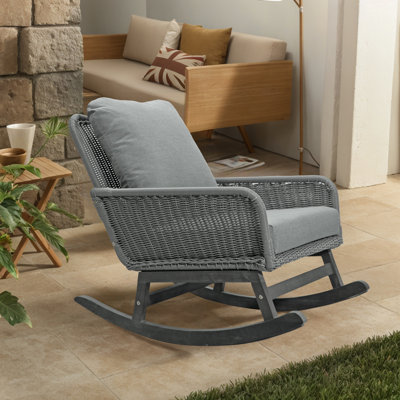 Outdoor Patio Rattan Rocking Chair With Cushions by Bay Isle Home