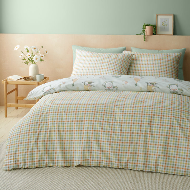 Spring Gonks Reversible Duvet Cover Set, Kingsize Duvet Cover + 2 Standard Pillowcases